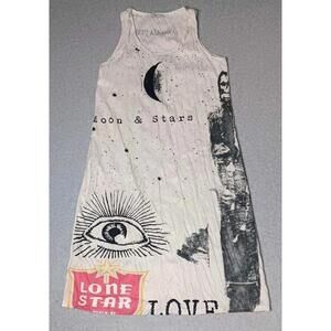 Misslook Sleeveless Dress Womens Medium Moon And Stars White And Black Eye...